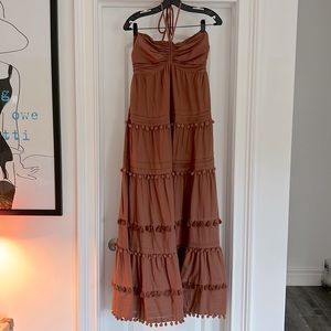 Brown Intermix Tiered Maxi Dress